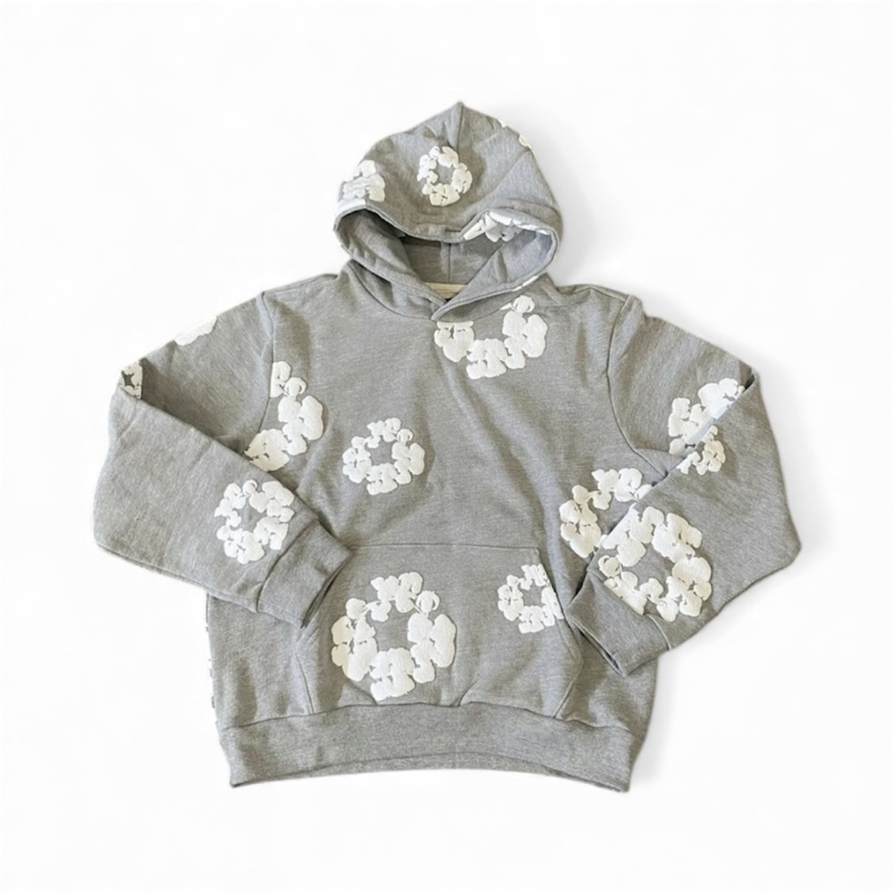 Denim Tears gray floral hoodie in EXCELLENT CONDITION size large